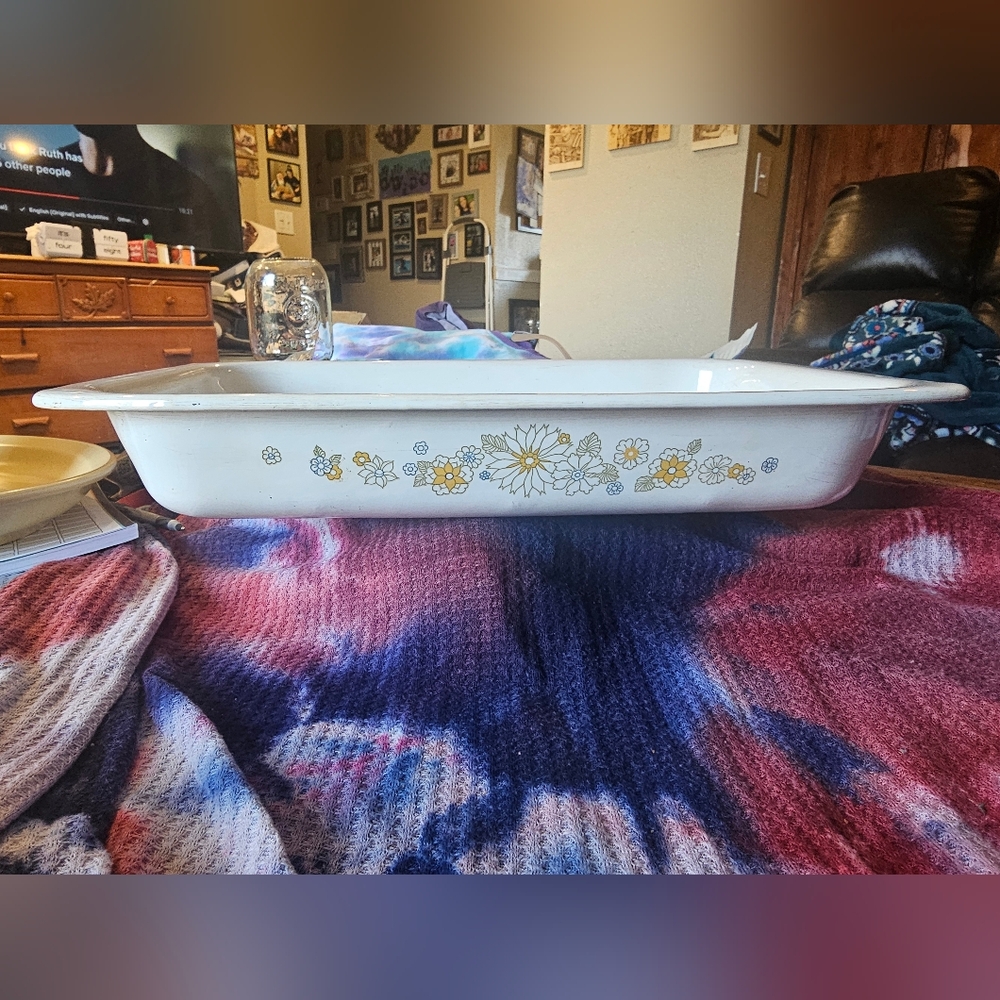 Vintage Corning Ware Floral Bouquet Pattern 17" Roaster Pan P-76-B
